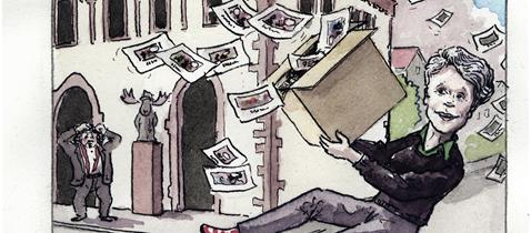 Karikatur von Greser & Lenz anlässlich Ankauf